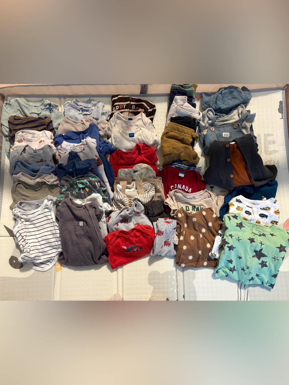 Large bundle of 41 x baby boy items, sizes NB - 6 months